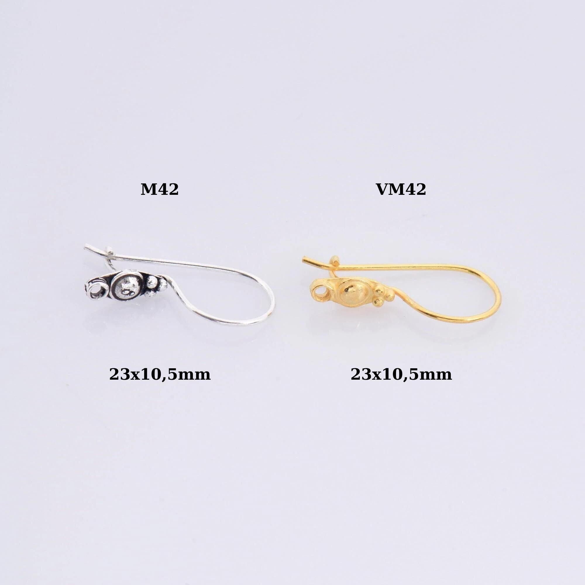 24K Gold Vermeil & 925 Sterling Silver Ear Wires, Earring Hooks, Flower Ear Wires, Earrings Making Supply, Jewelry Findings, M42/VM42