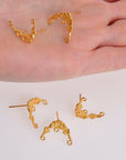 24K Gold Vermeil Flower Earring Posts, 925 Solid Silver Daisy Stud Earrings with Hoops, Jewelry Making Findings, S41V