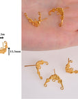 24K Gold Vermeil Flower Earring Posts, 925 Solid Silver Daisy Stud Earrings with Hoops, Jewelry Making Findings, S41V