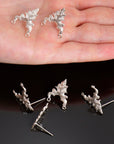925 Silver Flower Earring Posts, Solid Silver Leaf Stud Earrings with Hoops, Earring Stud Components, Jewelry Making Findings, S42