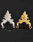24K Gold Vermeil & 925 Silver Flower Earring Posts, Silver Leaf Stud Earrings with Hoops, Jewelry Making Findings, S42V/S42