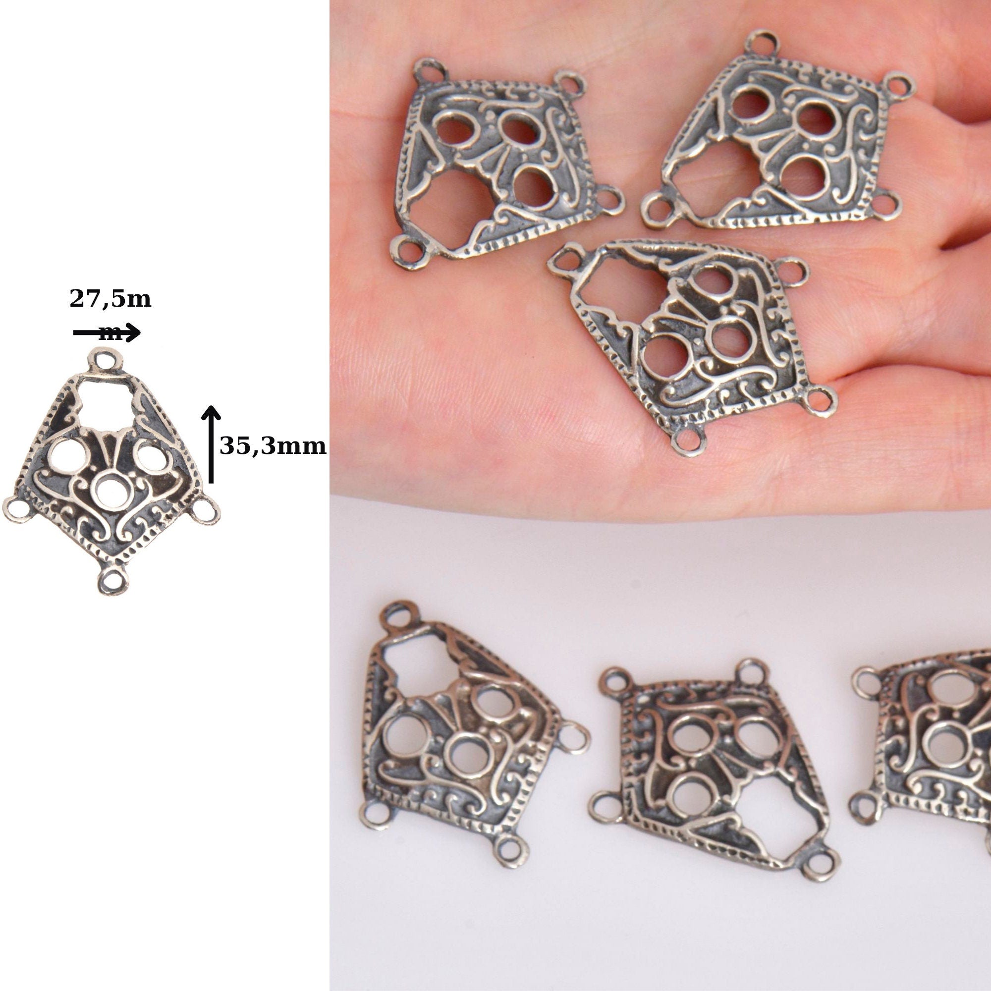 925 Sterling Silver & 24K Gold Vermeil Chandelier Component for Earring, Pendant, Chandelier Connector, Jewelry Finding, SV43/S43