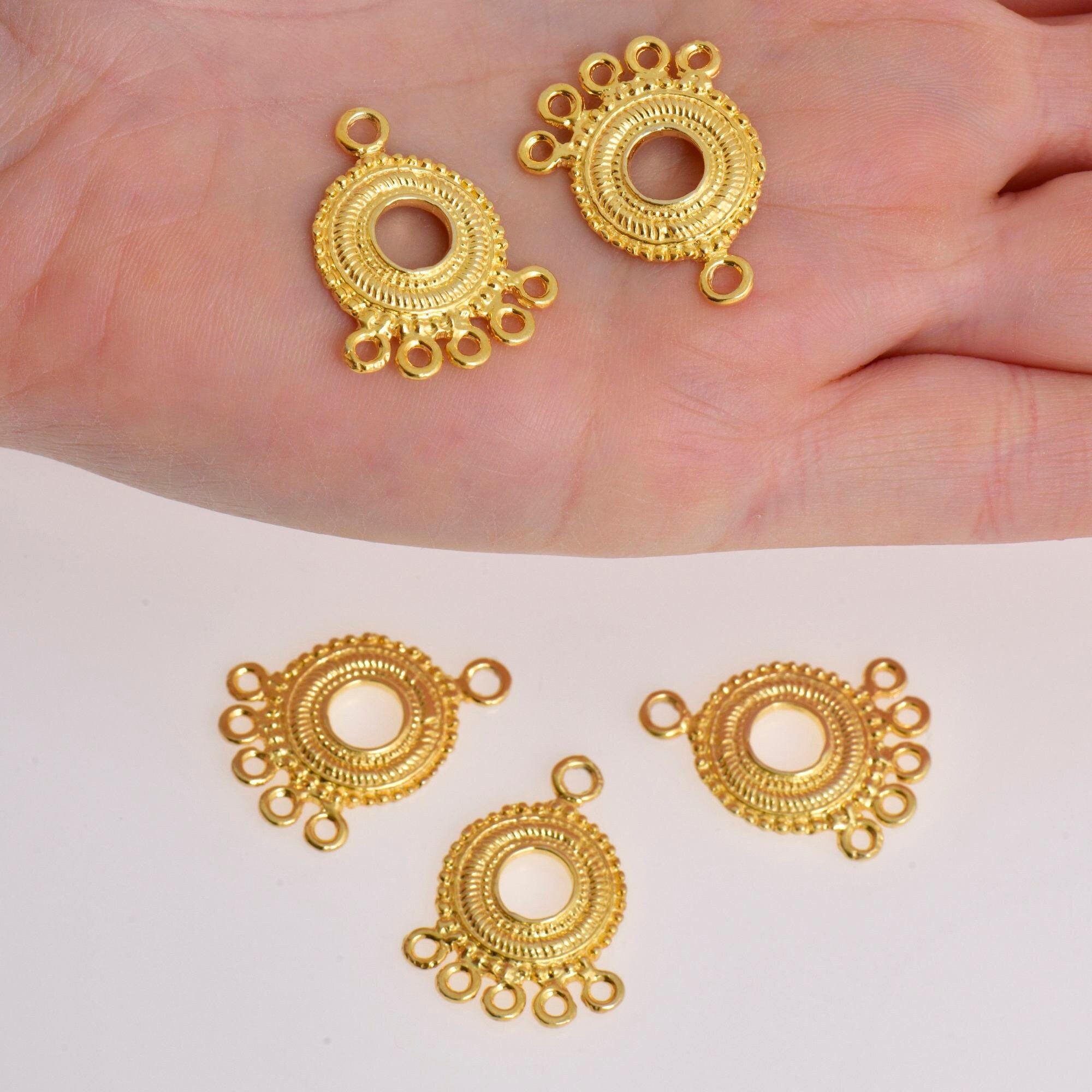 24K Gold Vermeil Chandelier Earring Component, Pendants, Gold Plated 925 Sterling Silver Chandelier Connectors, Jewelry Findings, S44V
