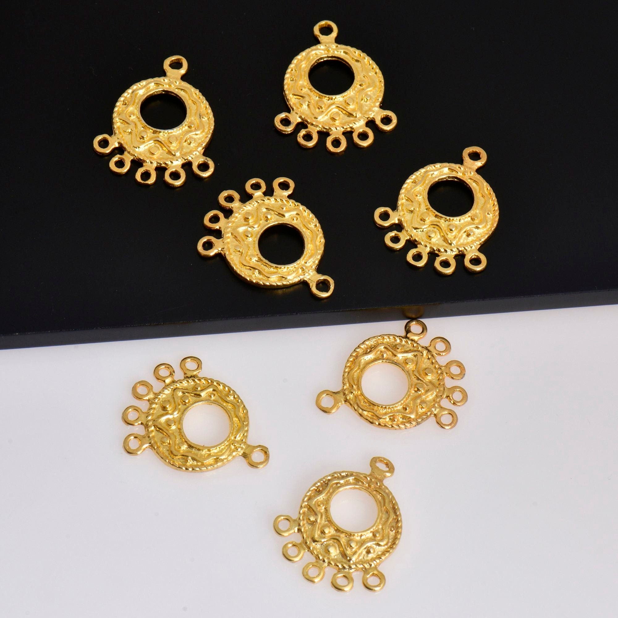 24K Gold Vermeil Chandelier Earring Component, Pendants, Gold Plated 925 Sterling Silver Chandelier Connectors, Jewelry Findings, S45V