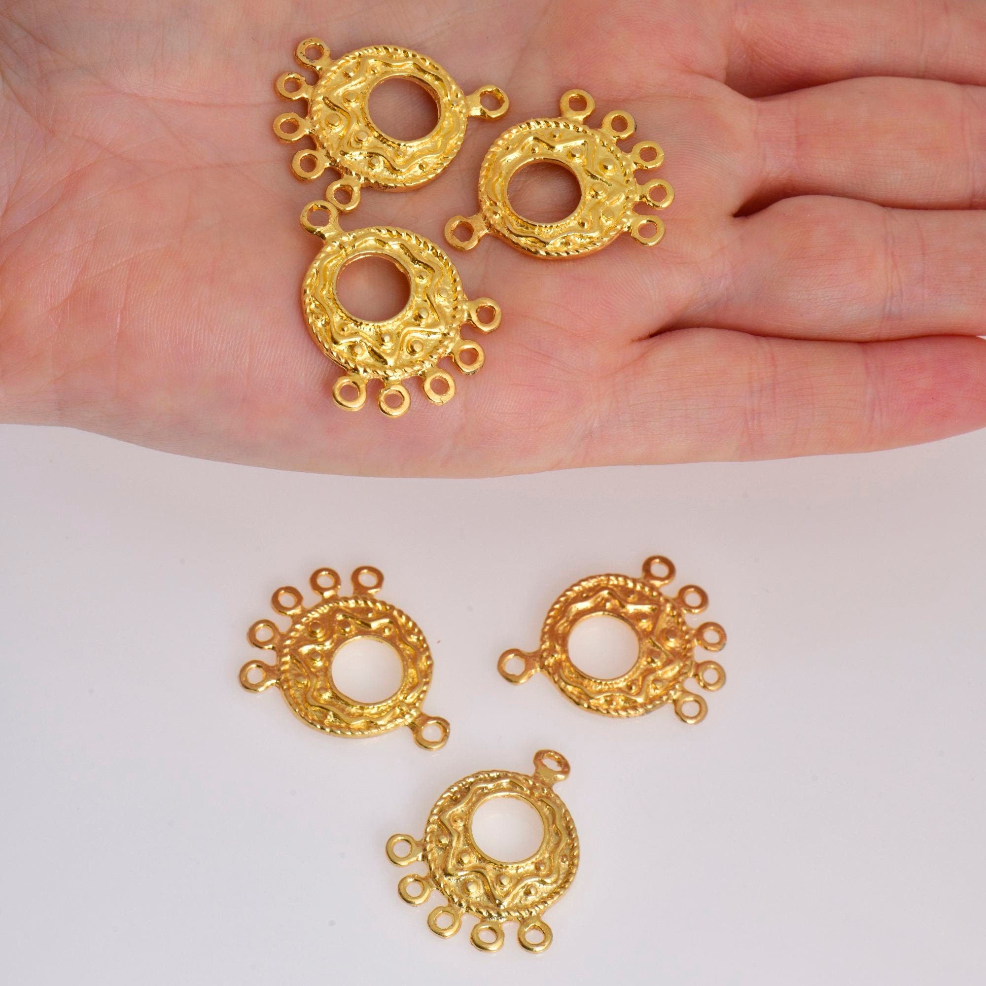 24K Gold Vermeil Chandelier Earring Component, Pendants, Gold Plated 925 Sterling Silver Chandelier Connectors, Jewelry Findings, S45V