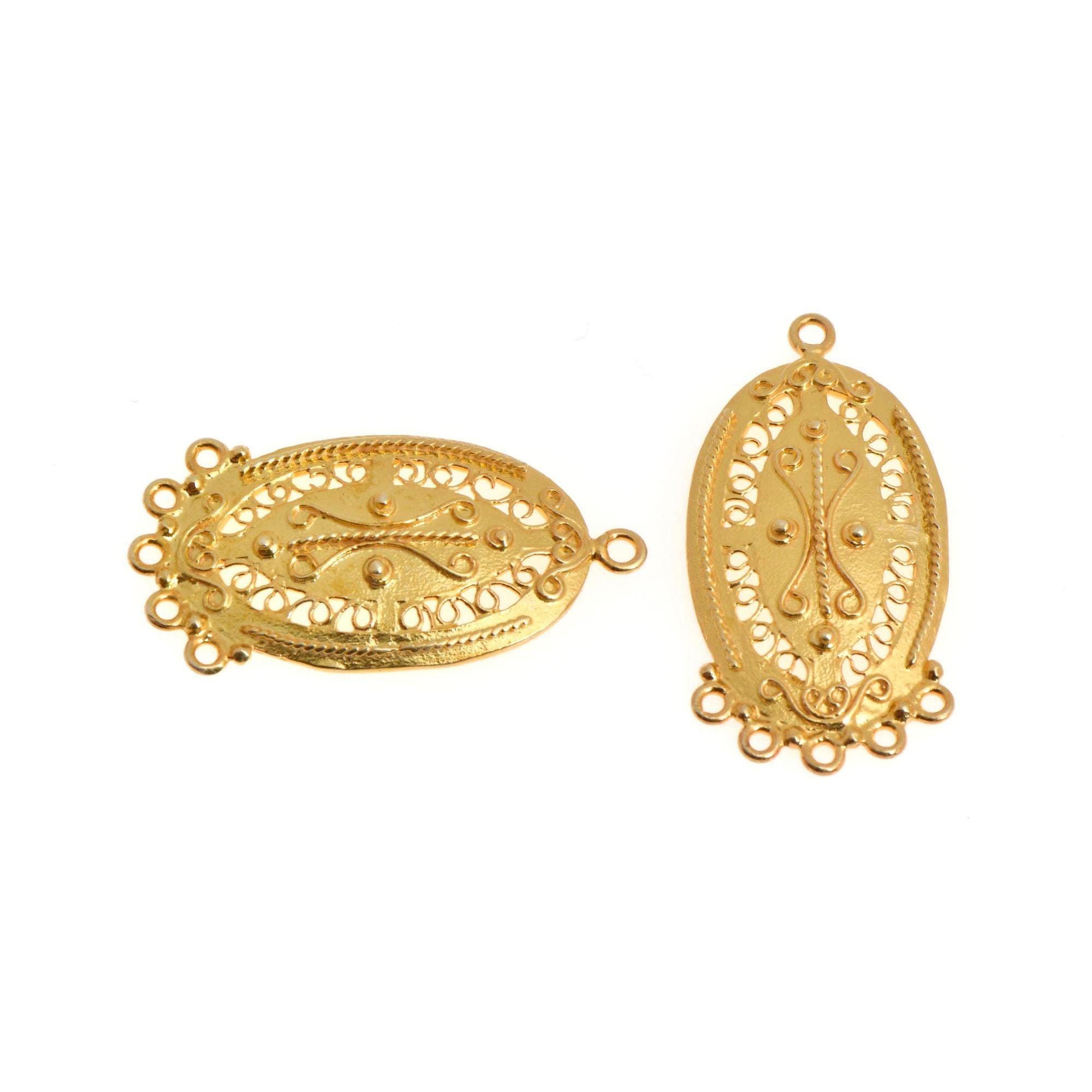 24K Gold Vermeil Chandelier Earring Component, Pendants, Gold Plated 925 Sterling Silver Chandelier Connectors, Jewelry Findings, S46V