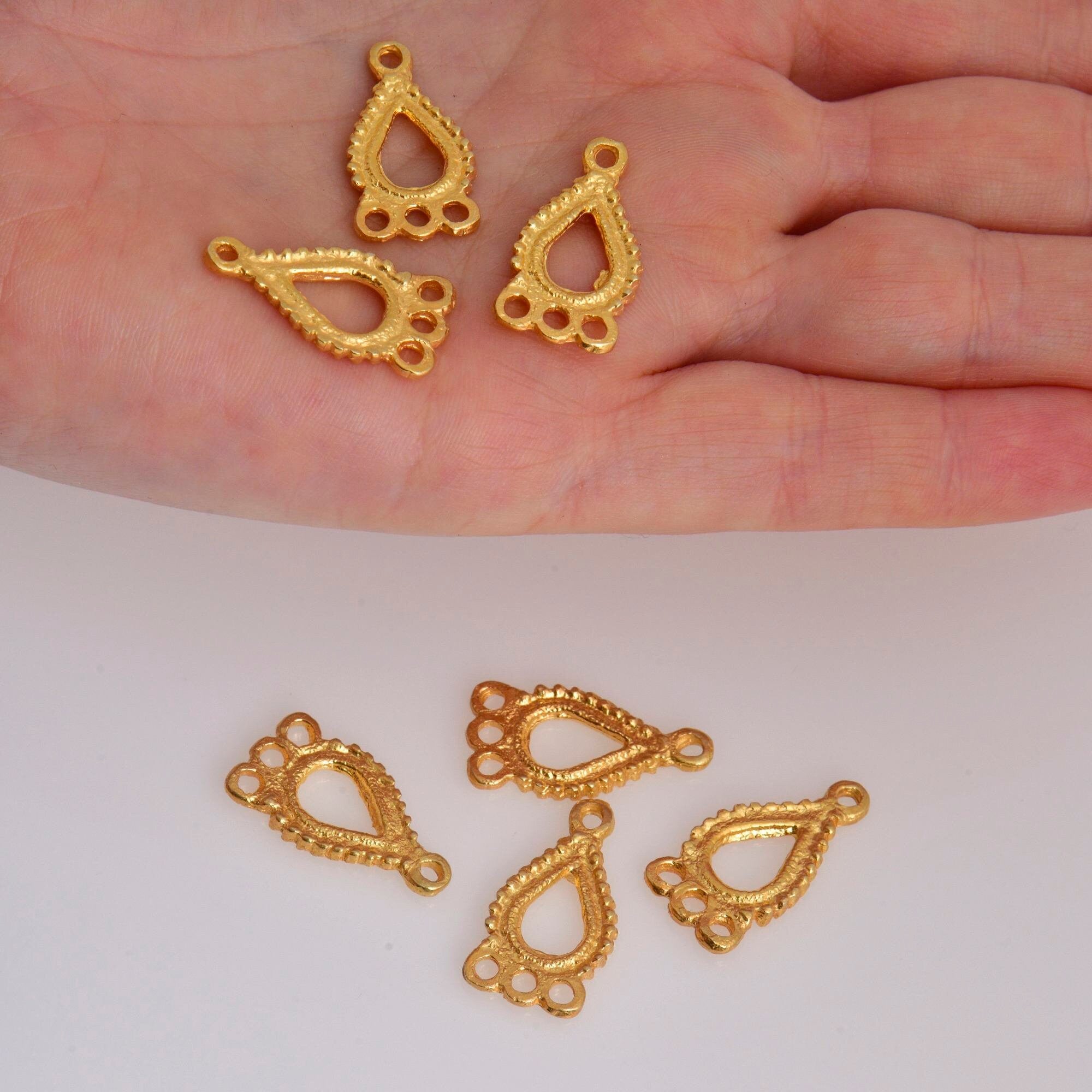 24K Gold Vermeil Chandelier Earring Component, Pendants, Gold Plated 925 Sterling Silver Chandelier Connectors, Jewelry Findings, S47V