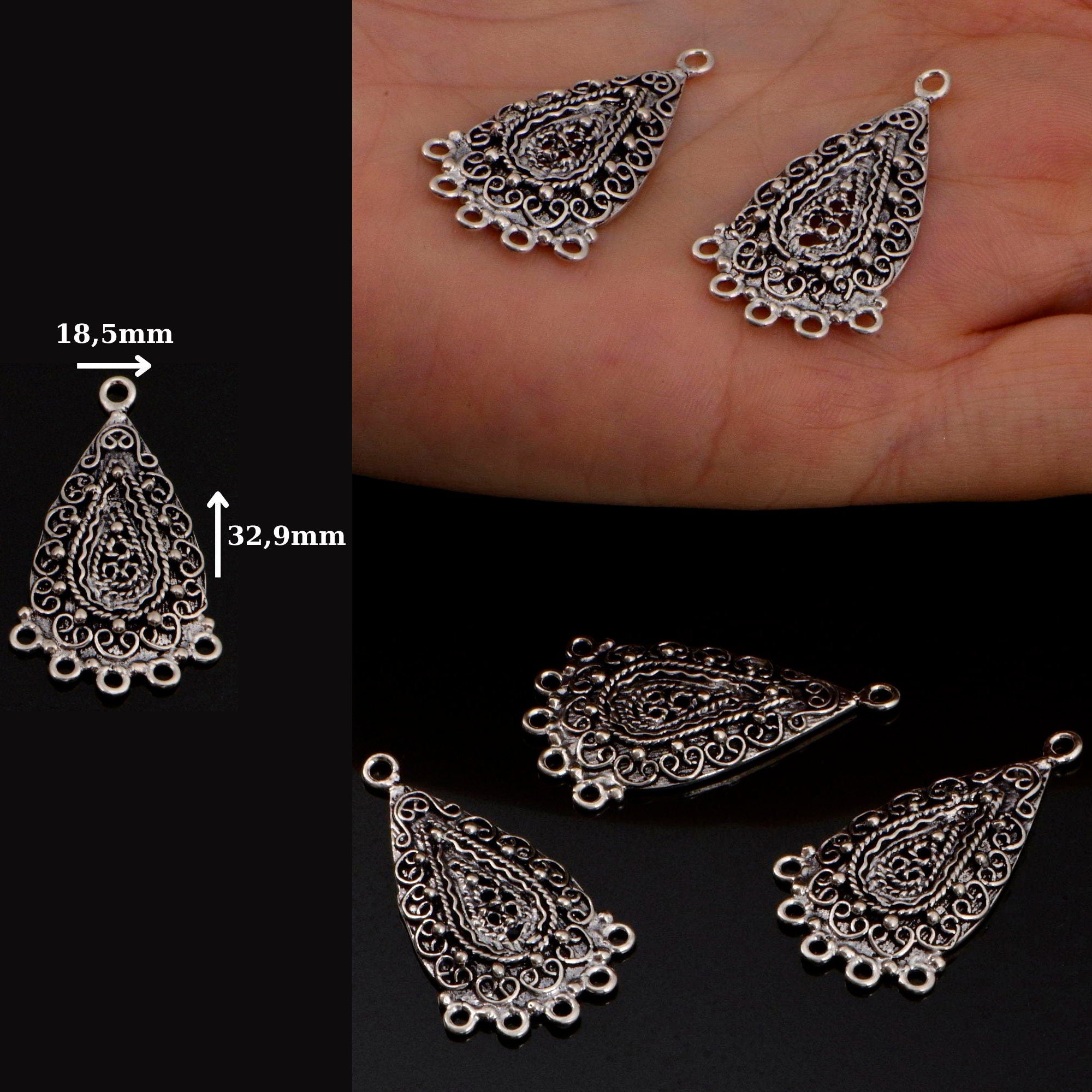 925 Sterling Silver Chandelier Component for Earring, Pendants, Solid Silver Chandelier Connectors, Chandelier Shape Jewelry Findings, S48