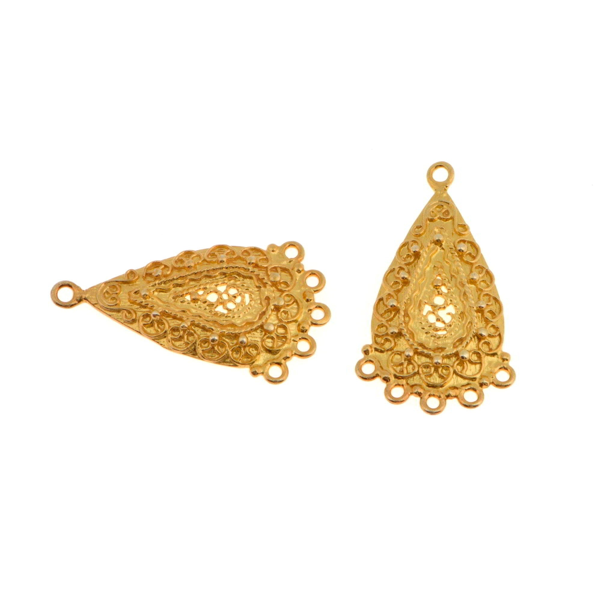 24K Gold Vermeil Chandelier Earring Component, Pendants, Gold Plated 925 Sterling Silver Chandelier Connectors, Jewelry Findings, S48V