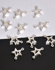 925 Sterling Silver Star Connector Charms, Solid Silver Star Shape Connector Links, Connectors For Jewelry Making, S52