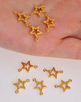 24K Gold Vermeil Star Connector Charms, Star Shape Connector Link, 925 Sterling Silver Connector For Jewelry Making, S52V