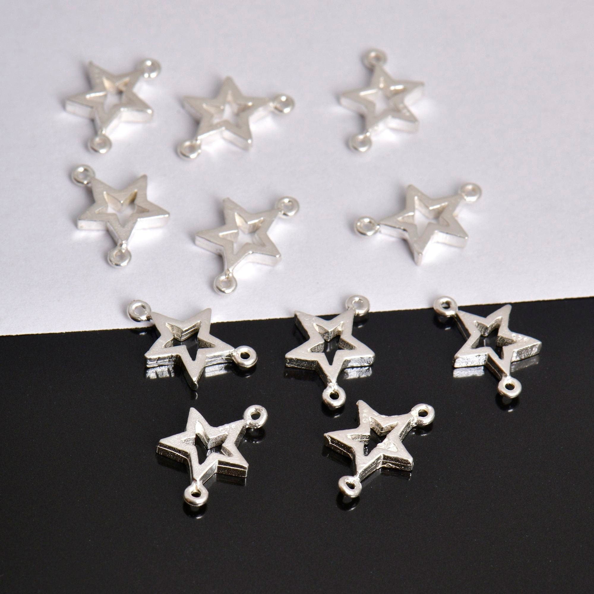 925 Sterling Silver & 24K Gold Vermeil Star Connector Charms, Star Shape Connector, Connector For Jewelry Making, S52V/S52