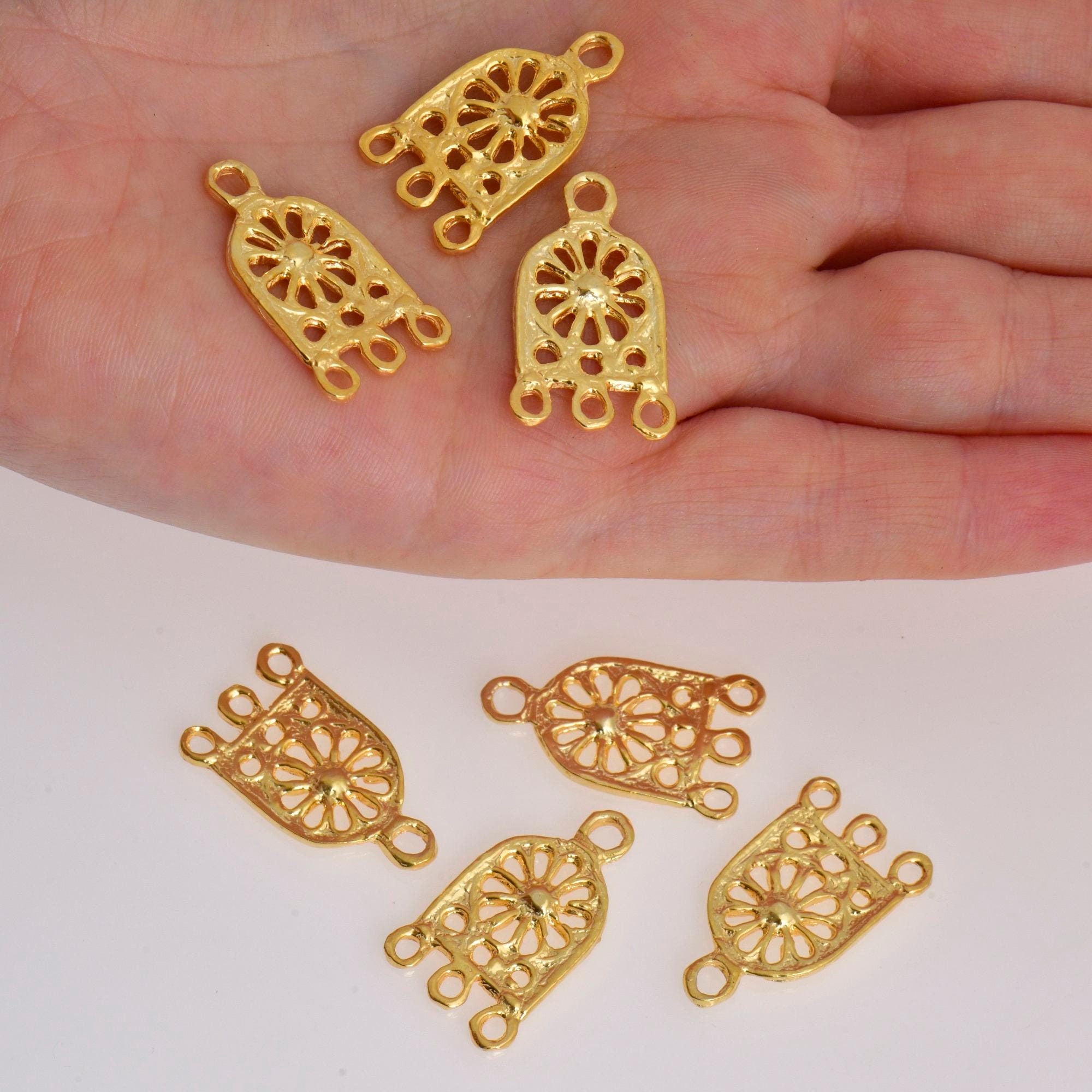 24K Gold Vermeil Chandelier Earring Component, Pendants, Gold Plated 925 Sterling Silver Chandelier Connectors, Jewelry Findings, S56V