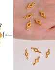 24K Gold Vermeil Rhombus Connector Charms, Rhombus Shape Connector Link, 925 Sterling Silver Connector For Jewelry Making, S51V