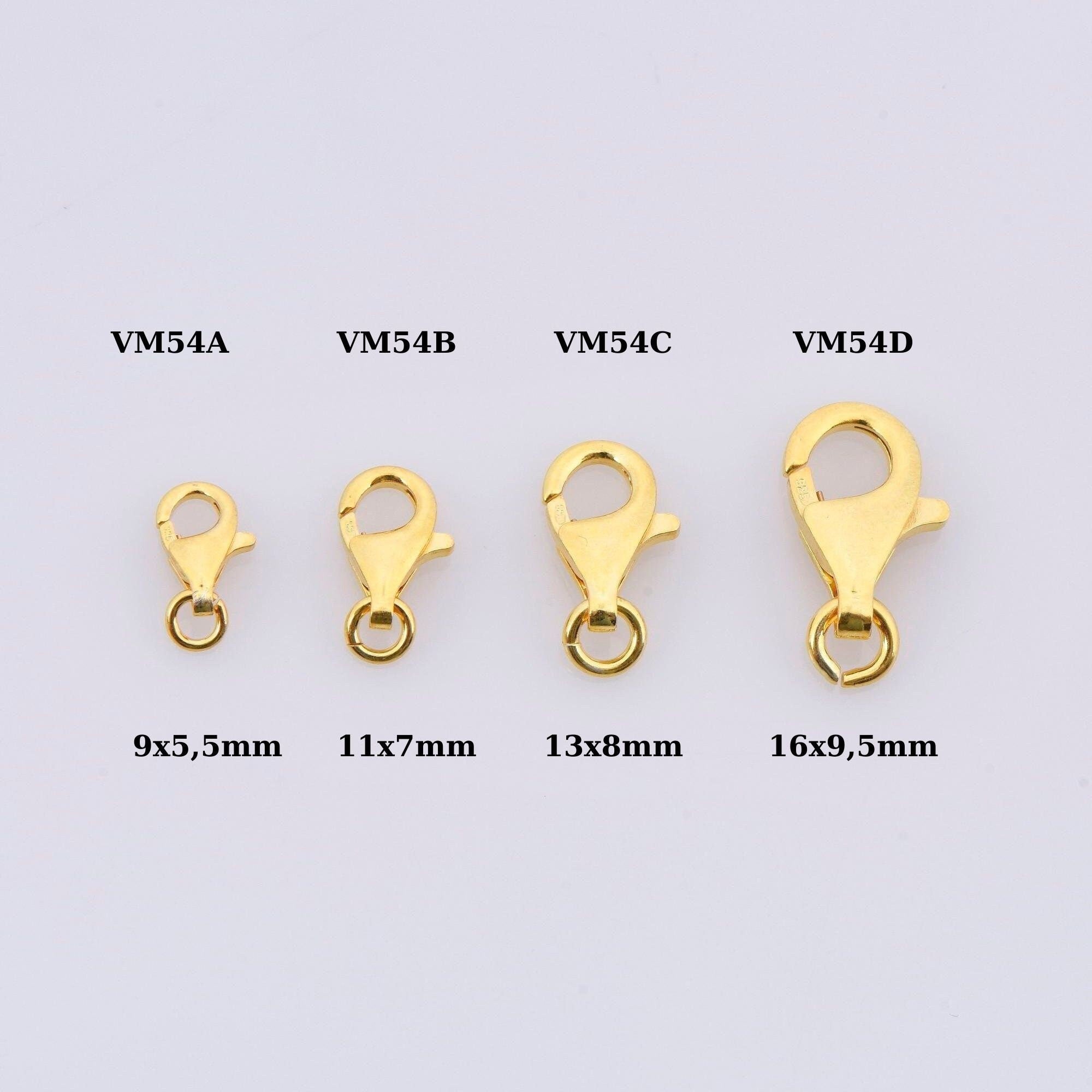 24K Gold Vermeil Clasp, 925 Sterling Silver Lobster Clasp, Trigger Clasp, Jewelry Crafting Supplies, Jewelry Making Findings, VM54ABCD