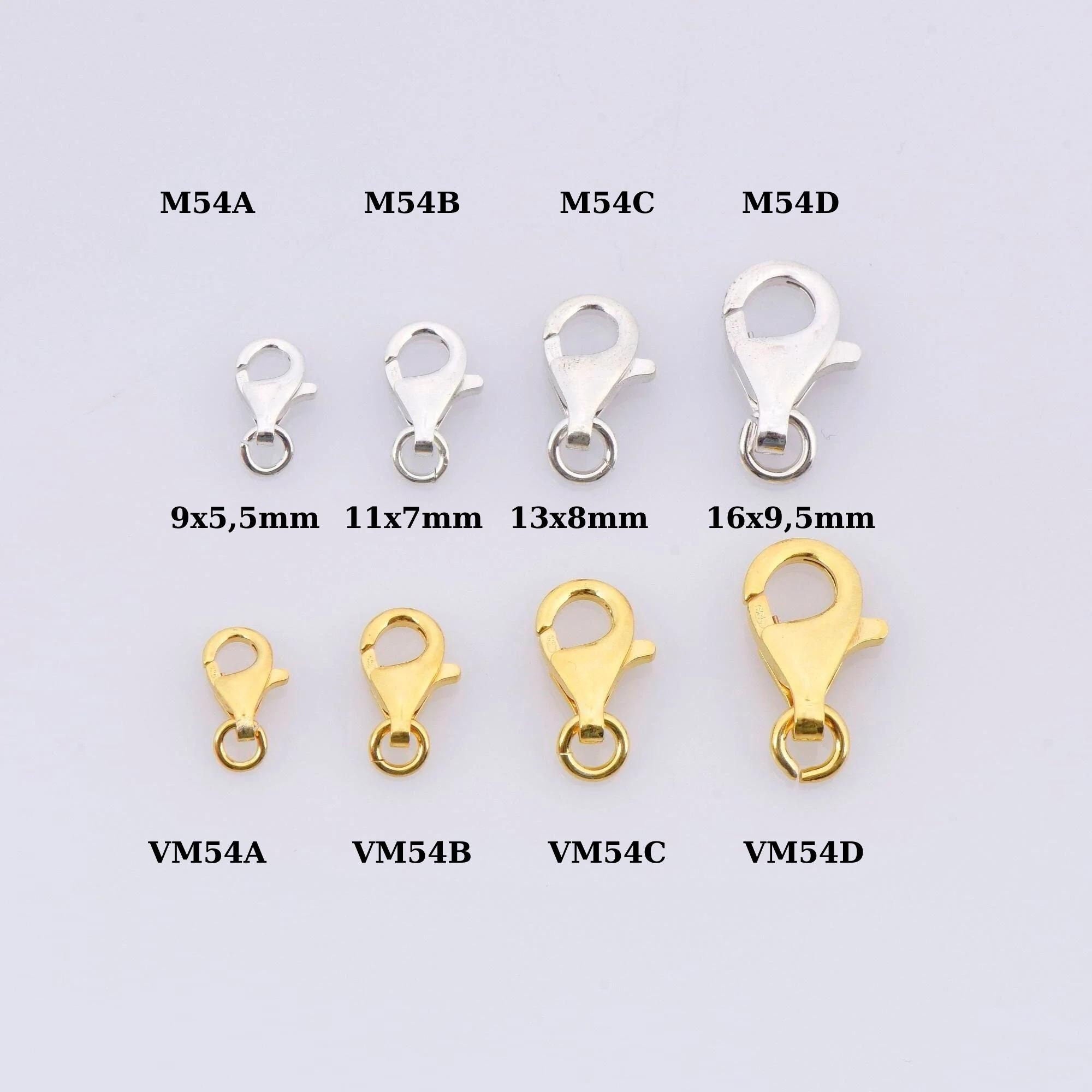 24K Gold Vermeil and 925 Sterling Silver Clasp, Lobster Clasp, Trigger Clasp, Jewelry Crafting Supplies, Jewelry Making Findings, M/VM54A-D