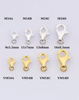 24K Gold Vermeil and 925 Sterling Silver Clasp, Lobster Clasp, Trigger Clasp, Jewelry Crafting Supplies, Jewelry Making Findings, M/VM54A-D