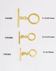 24K Gold Vermeil Toggle Clasps, 925 Solid Silver Toggle Clasp, Gold Plated Plain Toggle Clasp Set, Jewelry Supply, Jewelry Findings, VM58A-C