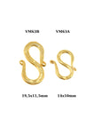 24K Gold Vermeil S Clasps, 925 Sterling Silver Hook Clasps, 24K Gold Plated Connectors, Jewelry Making Supplies, Jewelry Findings, VM63A-B
