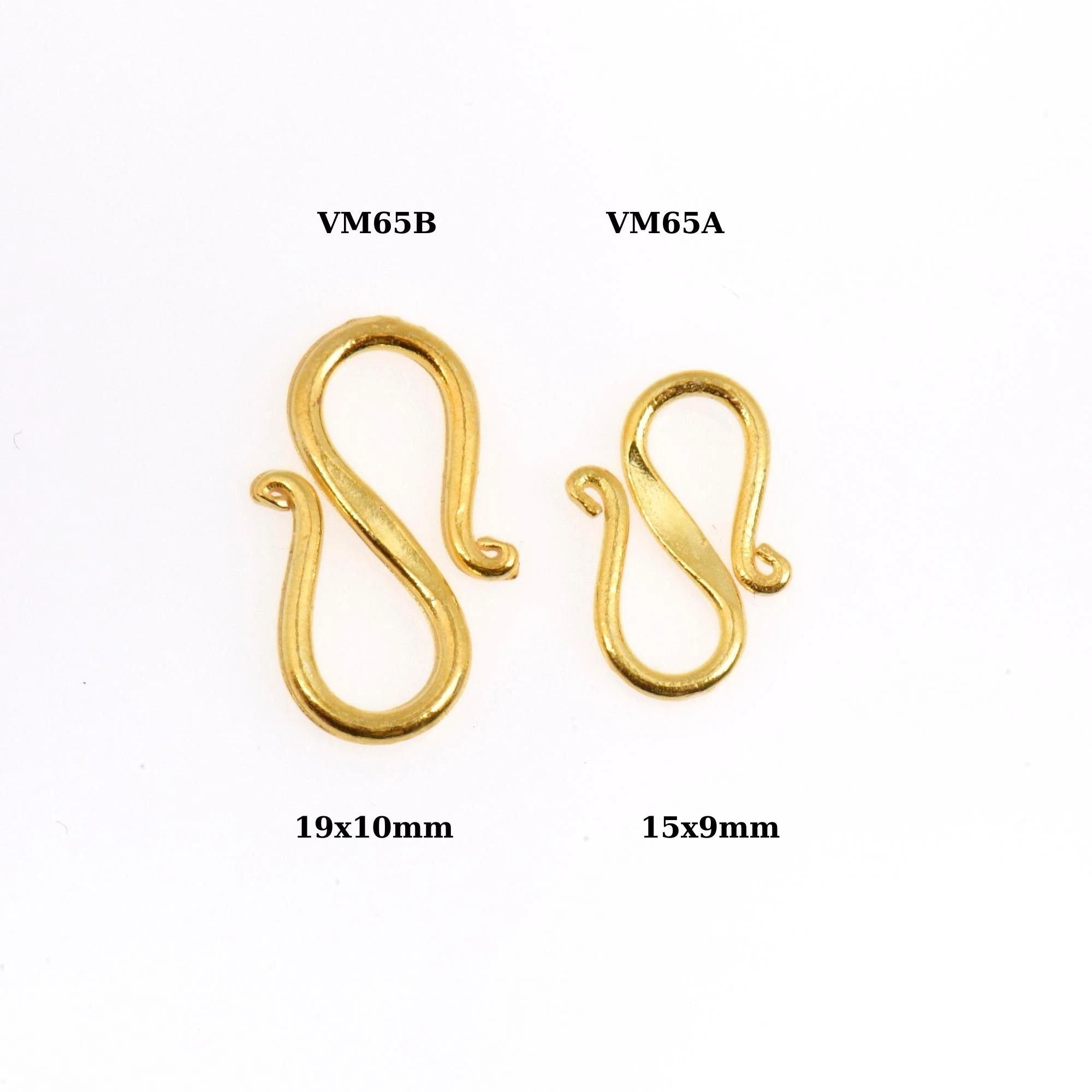 24K Gold Vermeil S Clasps, 925 Solid Silver Hook Clasp, Gold Clasp Connectors, Jewelry Supplies, Jewelry Findings, VM65A/B