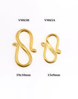 24K Gold Vermeil S Clasps, 925 Solid Silver Hook Clasp, Gold Clasp Connectors, Jewelry Supplies, Jewelry Findings, VM65A/B