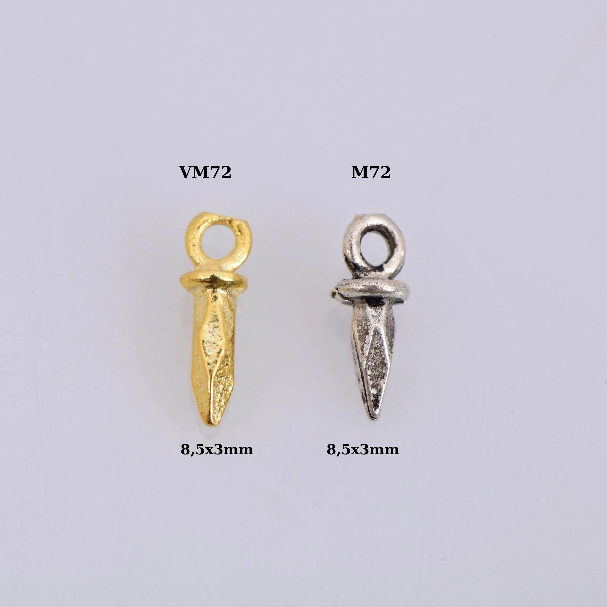 24K Gold Vermeil and 925 Solid Silver 8 Pcs Spike Dangle Charm, Faceted Spike Charm, Gold Plated Cone Dangles, Jewelry Findings, M/VM72