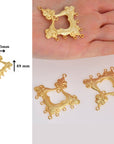 24K Gold Vermeil Chandelier Earring Component, Pendants, Gold Plated 925 Sterling Silver Chandelier Connectors, Jewelry Findings, S54V