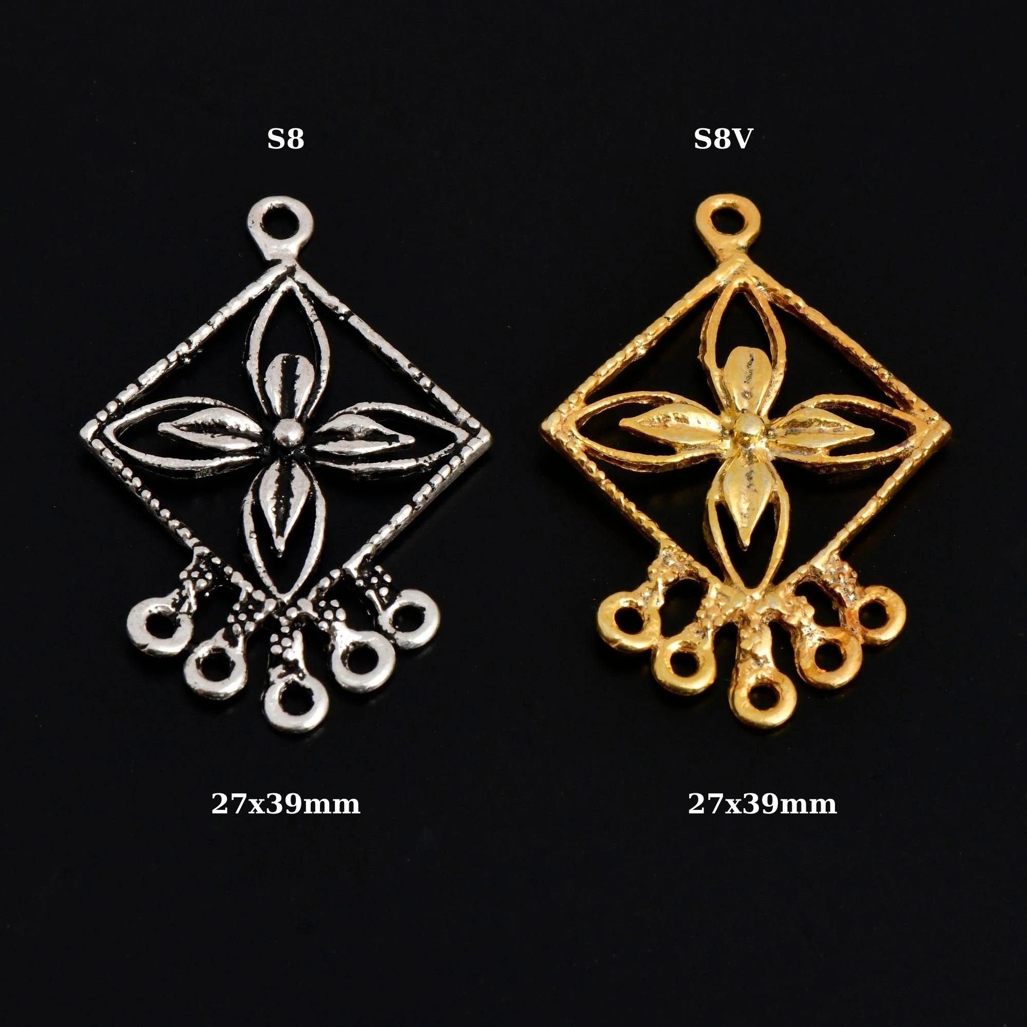 925 Sterling Silver & 24K Gold Vermeil Chandelier Component for Earring, Pendants, Chandelier Connector, Jewelry Findings, SV8/S8