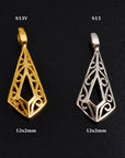 925 Sterling Silver & 24K Gold Vermeil Filigree Dangle Charm, Rhombus Dangle Charm, Necklace Dangle Charm, Earrings Dangle Charm, S13V\S13