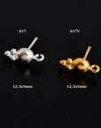 24K Gold Vermeil & 925 Silver Ball Ear Post, Round Ball Ear Posts with Loop, Silver Ball Shape Earring Posts, Jewelry Findings, S17V/S17