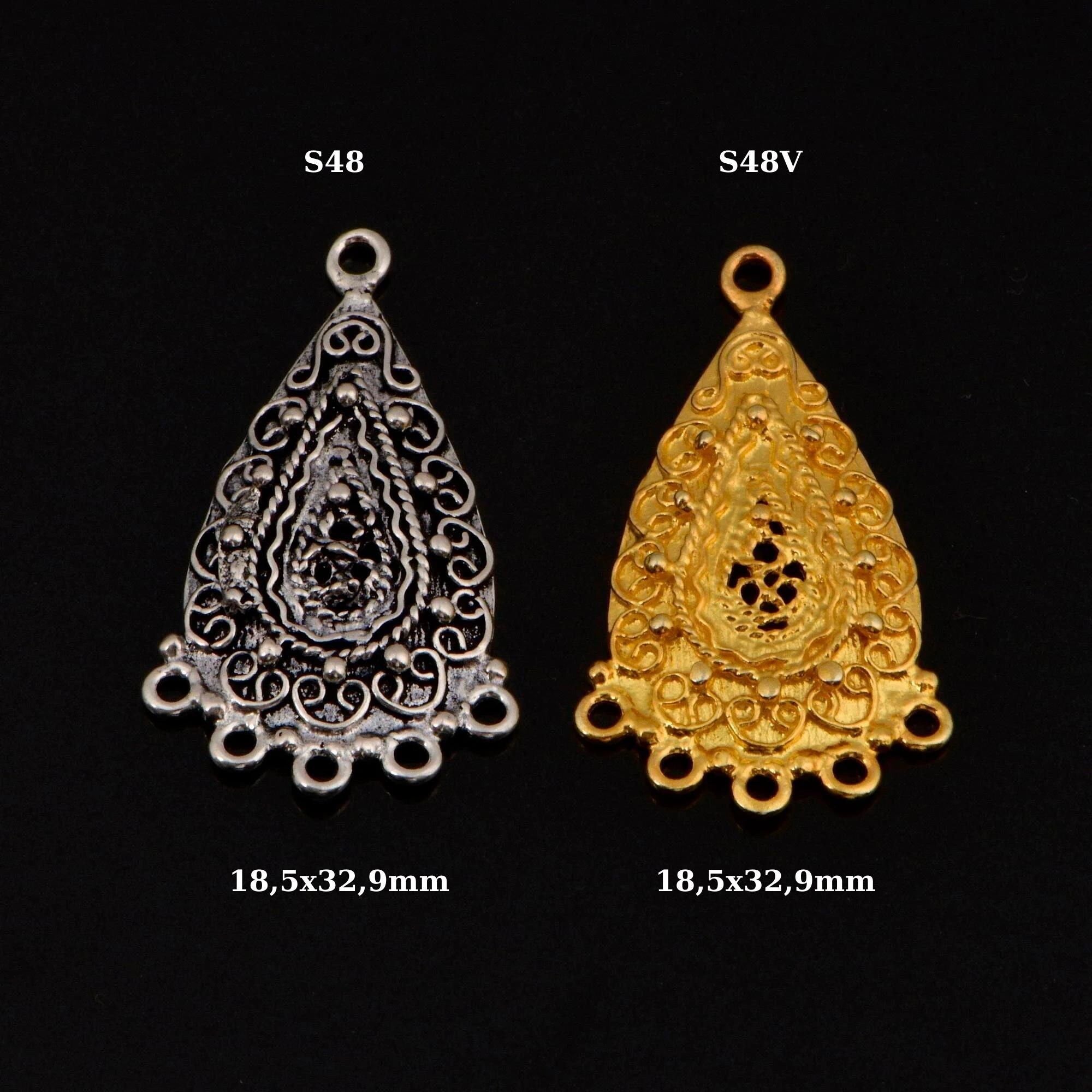 925 Sterling Silver & 24K Gold Vermeil Chandelier Component for Earring, Pendant, Chandelier Connector, Jewelry Finding, SV48/S48