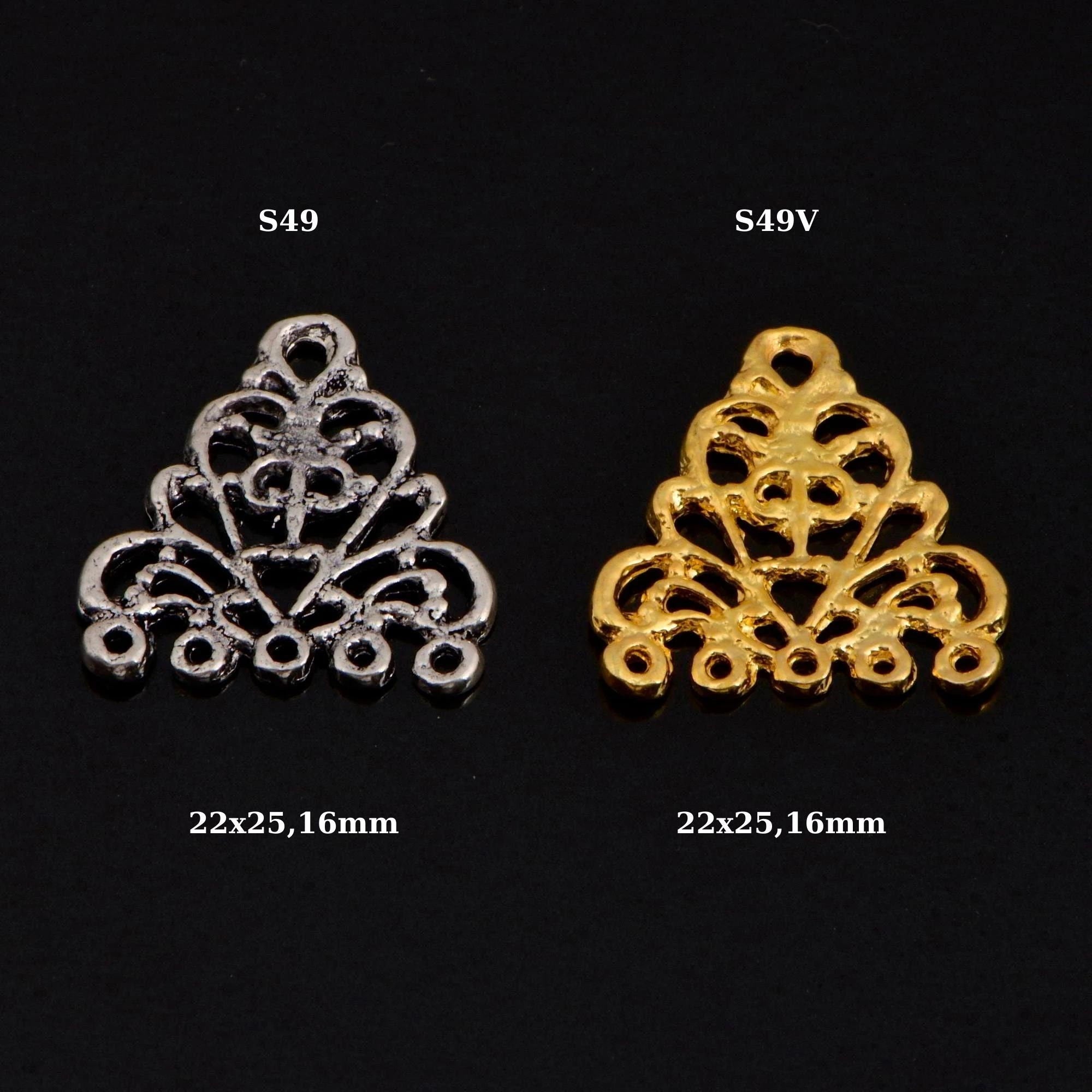 925 Sterling Silver & 24K Gold Vermeil Chandelier Component for Earring, Pendant, Chandelier Connector, Jewelry Finding, SV49/S49