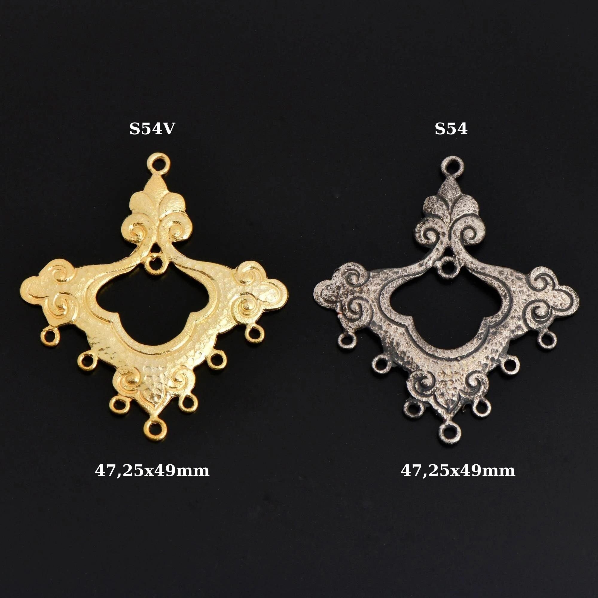 925 Sterling Silver & 24K Gold Vermeil Chandelier Component for Earring, Pendant, Chandelier Connector, Jewelry Finding, SV54/S54