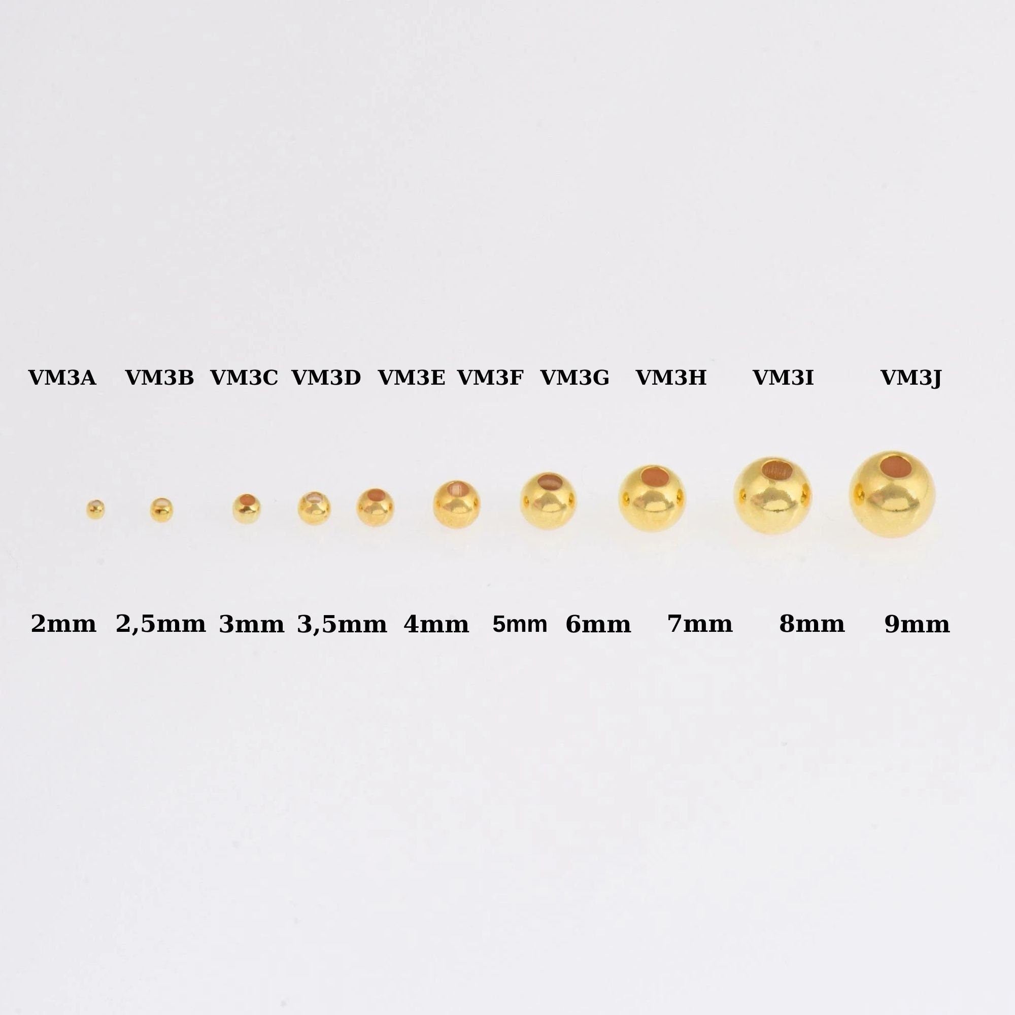 24K Gold Plated Seamless Round Beads, 925 Silver Round Beads in 24K Gold Vermeil, Round Shape Seperator Beads, Jewelry Supplies, VM3 A-J
