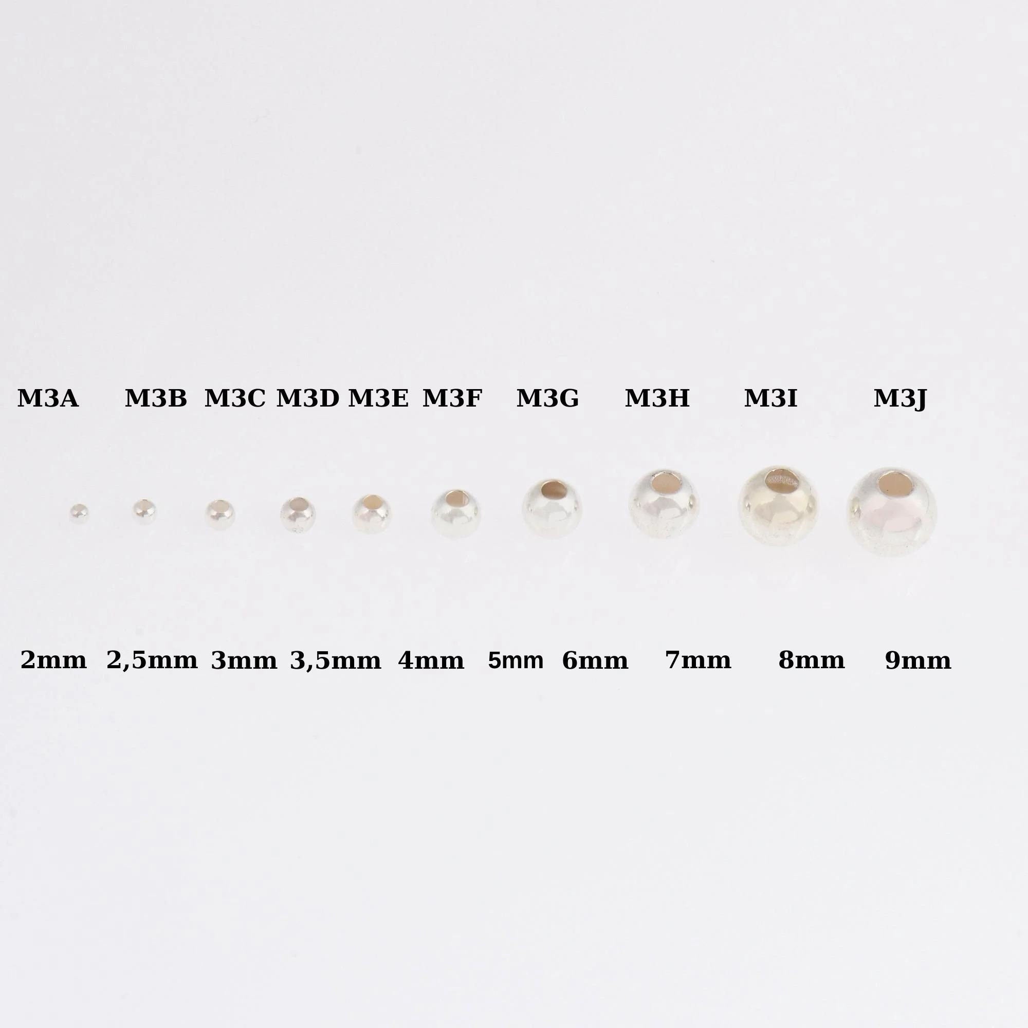 925 Sterling Silver 2 to 9mm Smooth Seamless Round Beads, Solid Ag 925 Round Separator Beads, Jewelry Supplies, M3A-M3J