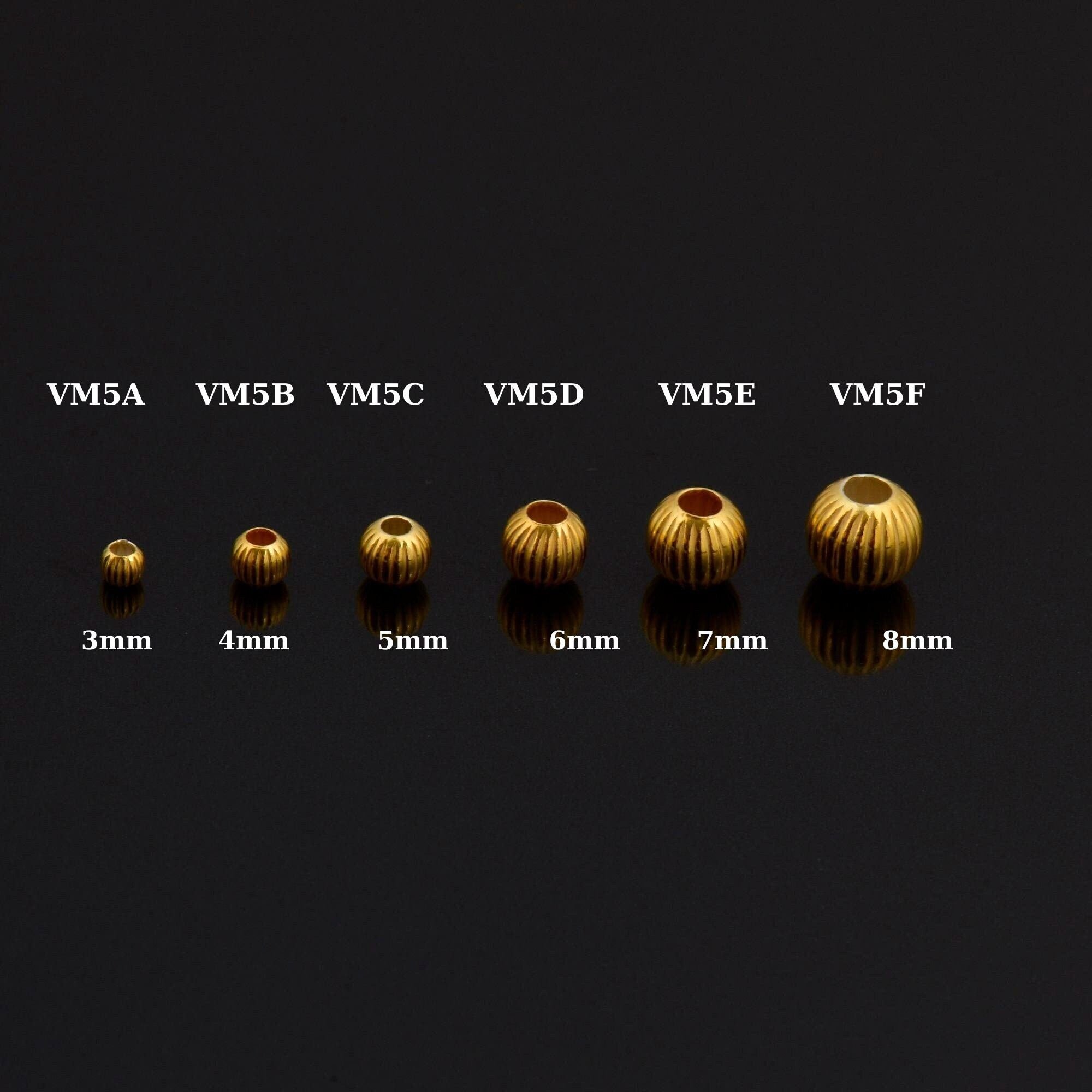 24K Gold Plated Seamless Round Beads, 925 Silver Corrugated Round Beads in Gold Vermeil, Round Seperator Beads, Jewelry Supplies, VM5 A-F