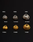 925 Sterling Silver & 24K Gold Vermeil 6mm to 8.5mm Bead Caps, Silver Bead Caps in Gold, Gold Plated Bead Caps, Spacer Bead Caps, V/M8A-B-C