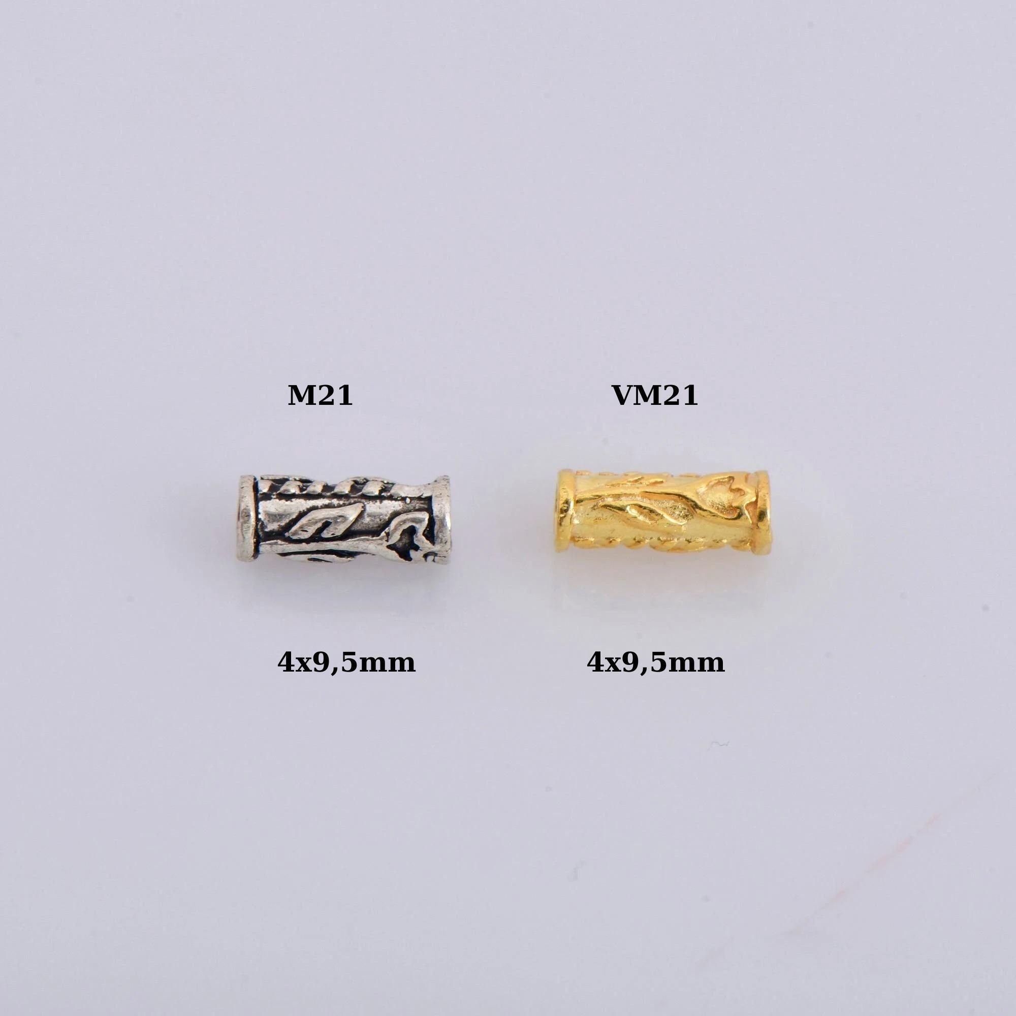 24K Gold Vermeil & 925 Silver Tube Beads, Gold Plated Flower Tube Beads, Spacer Tube Beads, Silver Tube Beads For Jewelry Making, M/VM21