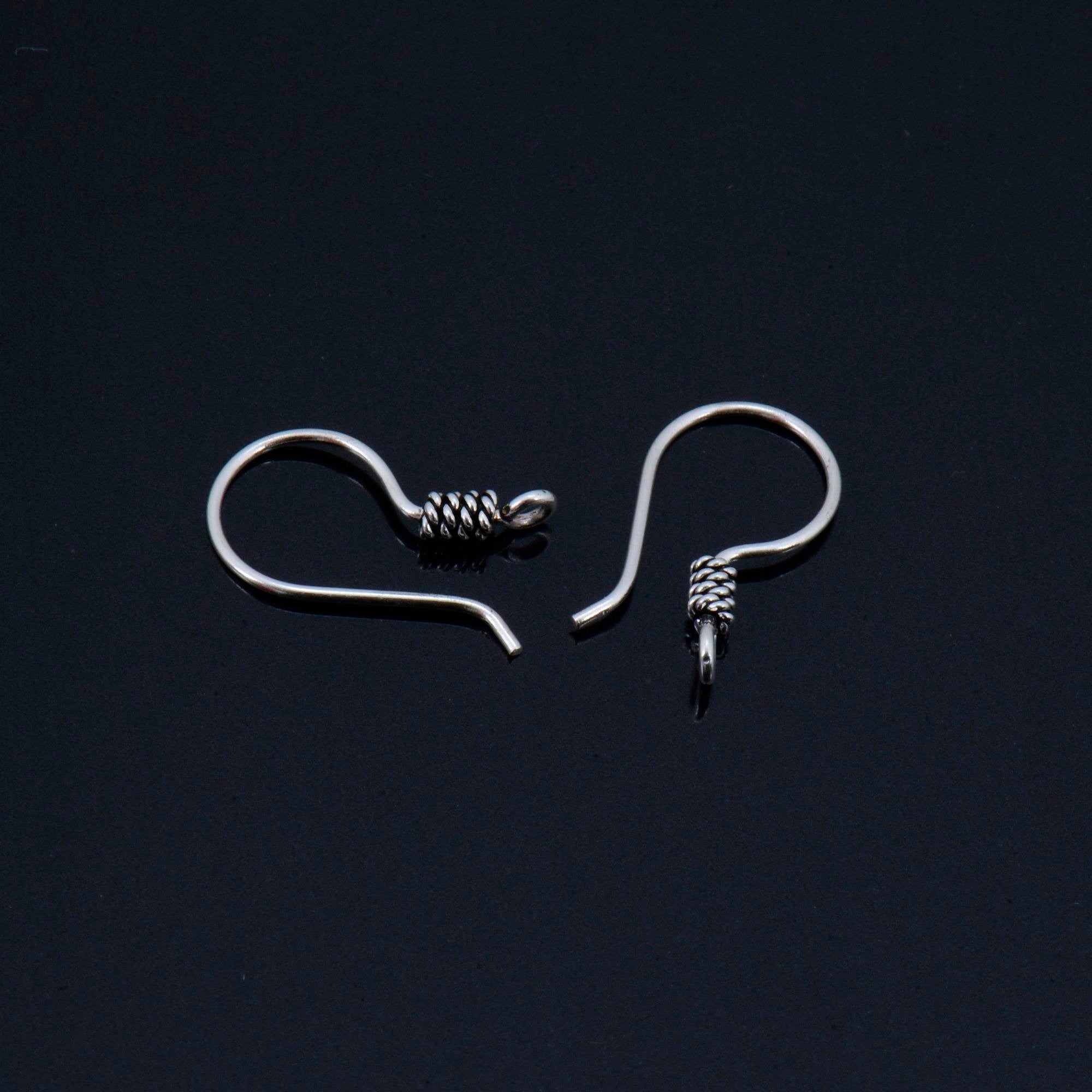 925 Sterling Silver Earring Hooks, Silver Ear Wires, Silver Coiled Ear Wires, Earring Making Supply, Jewelry Making Findings, M45
