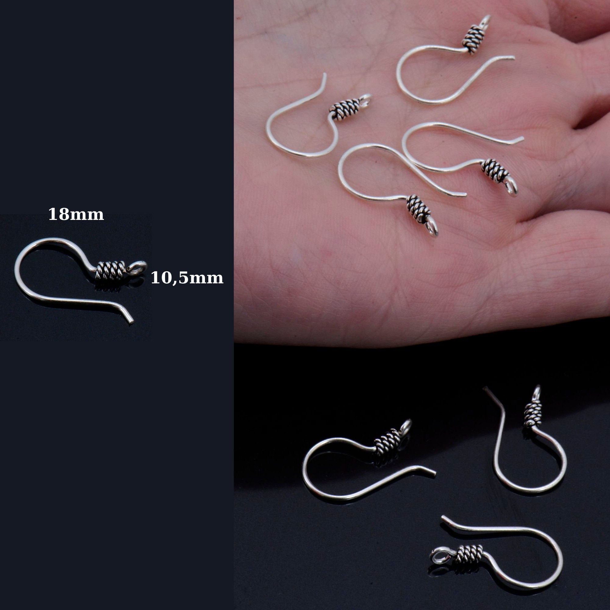 24K Gold Vermeil and 925 Silver Earrings, Plated Earring Hooks, Helix Earrings, Earring Making Supply, Jewelry Making Findings, M45/VM45