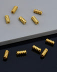 24K Gold Vermeil & 925 Silver Tube Beads, Gold Plated Coiled Tube Beads, Spacer Tube Beads, Silver Tube Beads For Jewelry Making, VM/M17