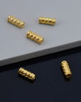 24K Gold Vermeil & 925 Silver Tube Beads, Gold Plated Tribal Tube Beads, Silver Spiral Tube Beads, Tube Beads For Jewelry Making, VM/M18