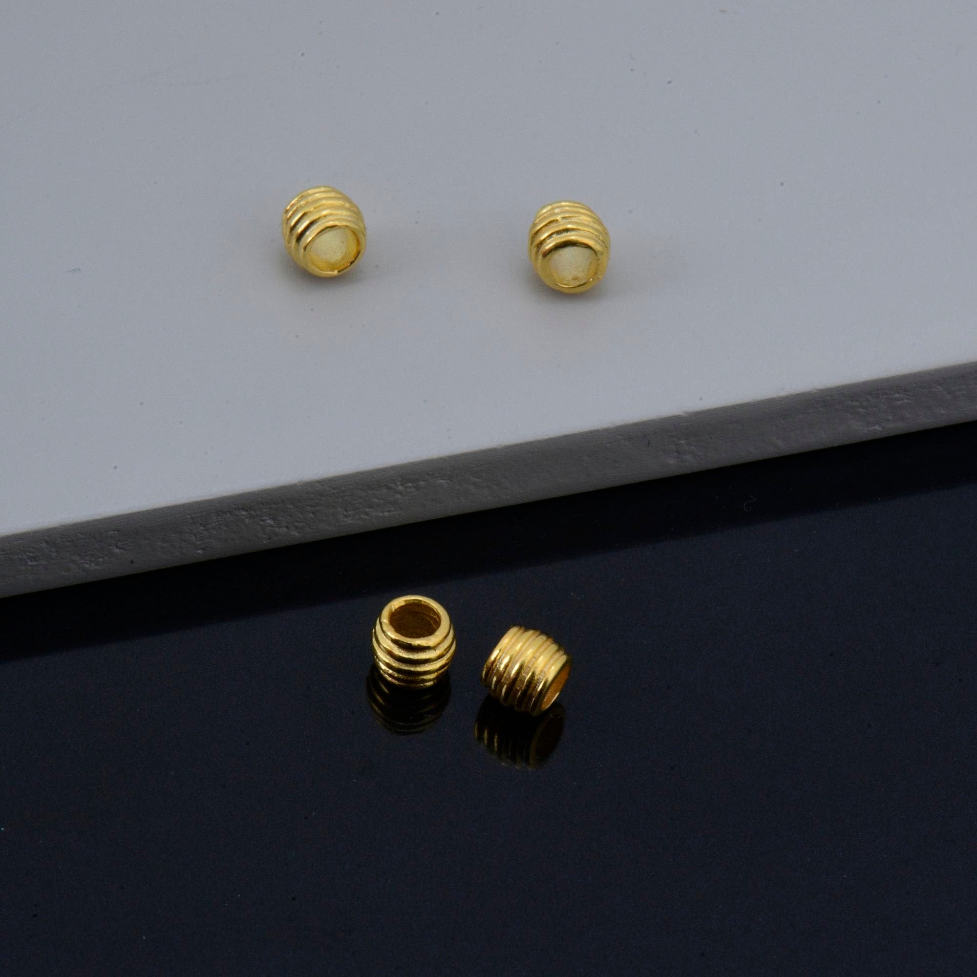 24K Gold Vermeil & 925 Silver Tube Beads, Gold Plated Coiled Tube Beads, Silver Spacer Tube Beads, Tube Beads For Jewelry Making, VM/M19