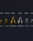 24K Gold Vermeil and 925 Silver Cone Shape Beads, Plated Cone Bead Caps, Plain Cone End Beads, Jewelry Making Supplies, VM/M28A-C