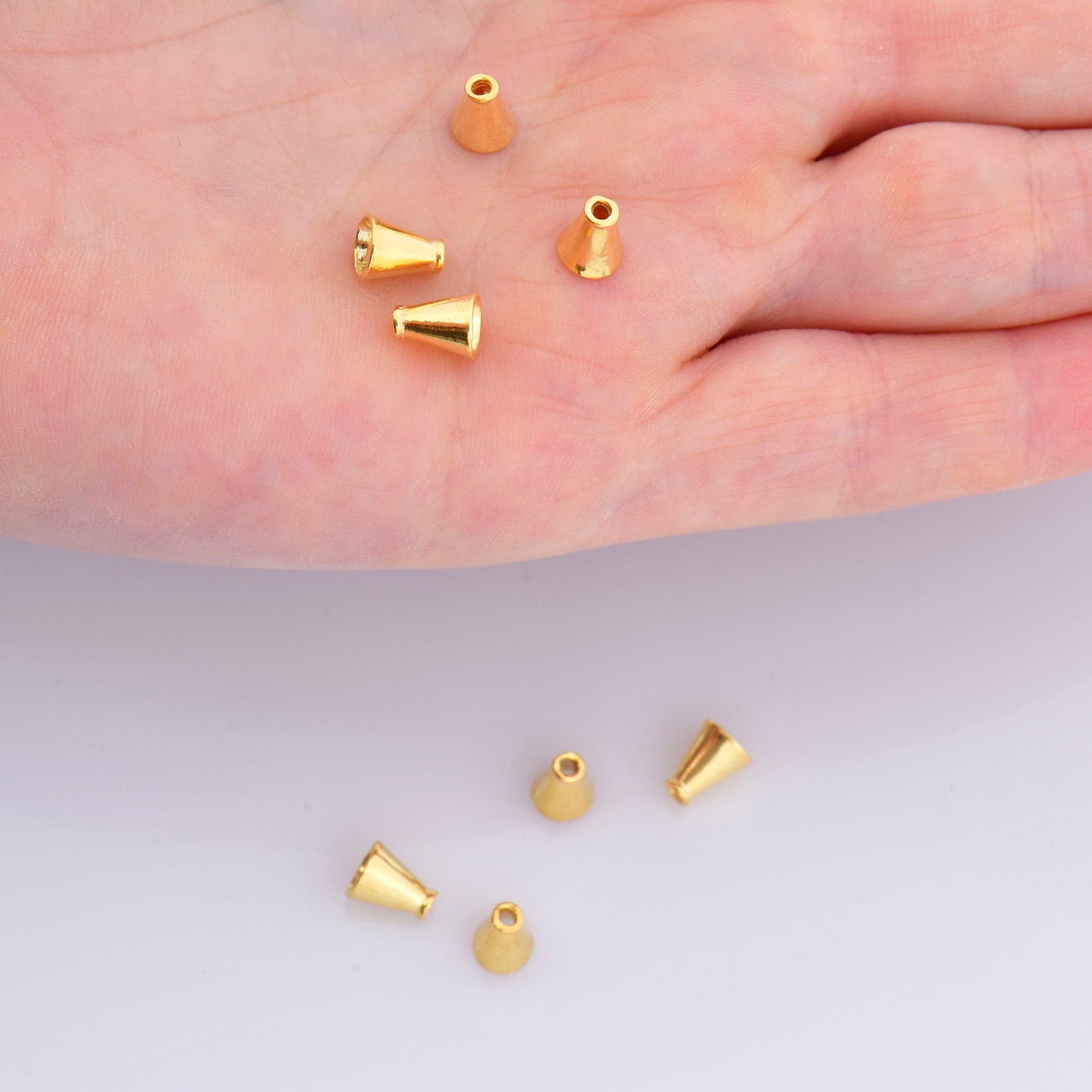 24K Gold Vermeil and 925 Silver Cone Shape Beads, Plated Cone Bead Caps, Plain Cone End Beads, Jewelry Making Supplies, VM/M28A-C