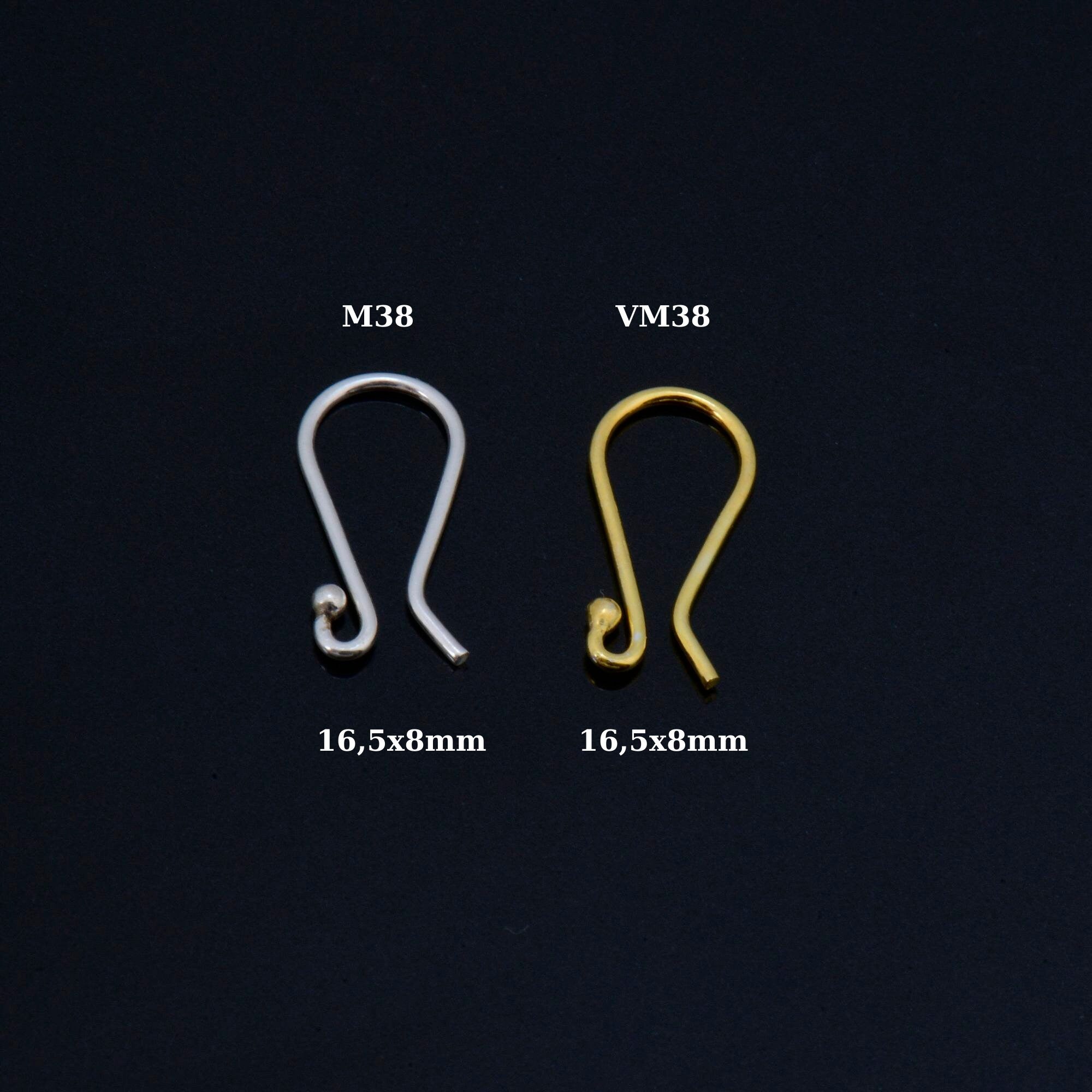 24K Gold Vermeil and 925 Silver Ear Wires, Plated Earring Hooks, Ball Ear Wires, Earrings Making Supply, Jewelry Making Findings, M38/VM38
