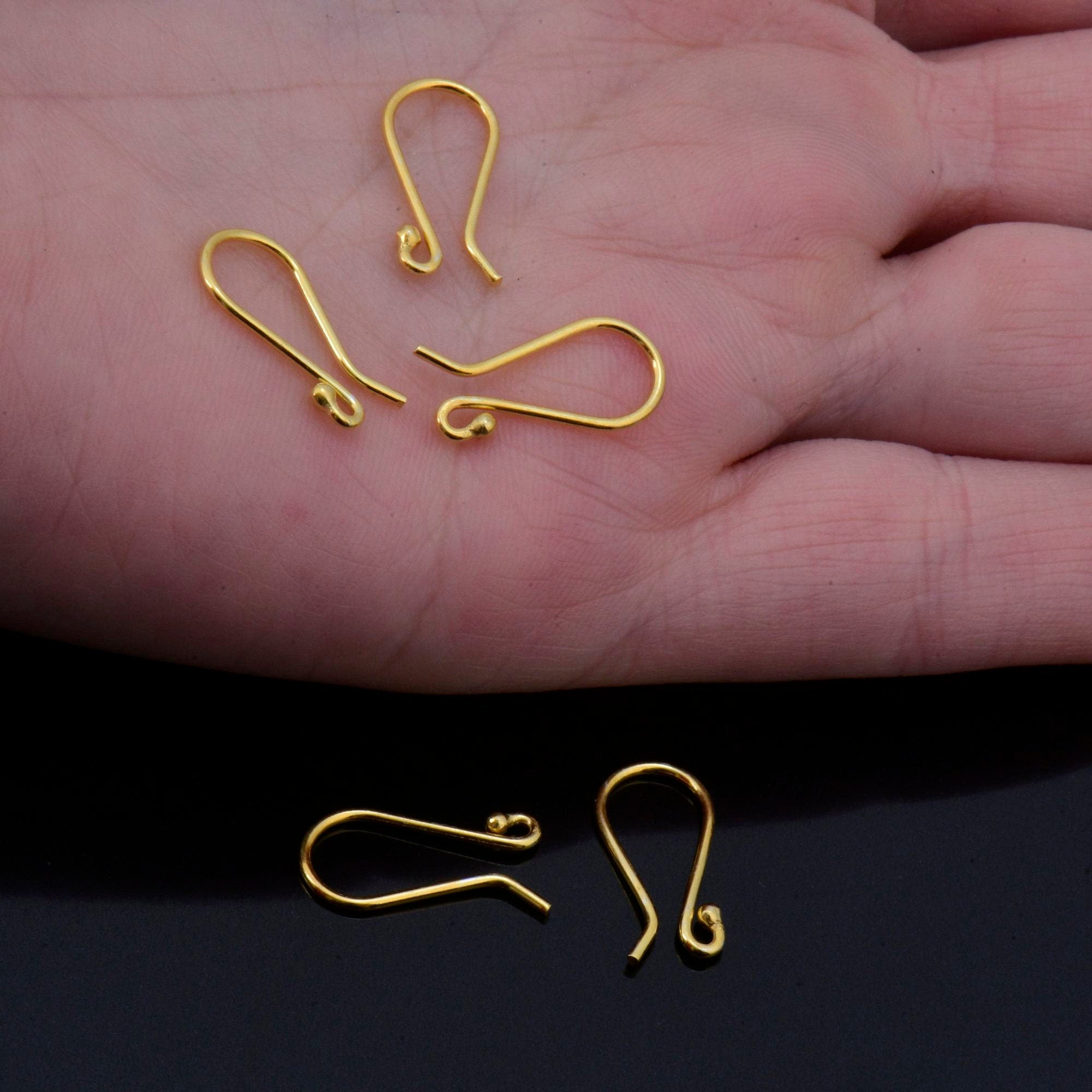 24K Gold Vermeil and 925 Silver Ear Wires, Plated Earring Hooks, Ball Ear Wires, Earrings Making Supply, Jewelry Making Findings, M38/VM38