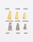 24K Gold Vermeil & 925 Silver Cone Shape Beads, Gold Cone Bead Caps, Antiique Silver End Bead Cones, Pyramid Bead Caps VM/M29 A-B-C