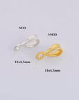 24K Gold Vermeil & 925 Silver Bails with Open Loop, Plated Open Loop Bails, Smooth Connector Bails, Bail Charms, Jewelry Findings, M/VM33
