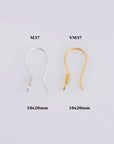 24K Gold Vermeil and 925 Silver Ear Wires, Silver Earring Hooks in Gold, Fancy Ear Wires, Earrings Making Supply, Jewelry Findings, M37/VM37